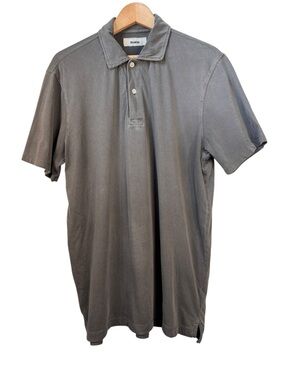Buck Mason Sueded Cotton Polo Shirt Size Large Gray Short Sleeve Lightweight